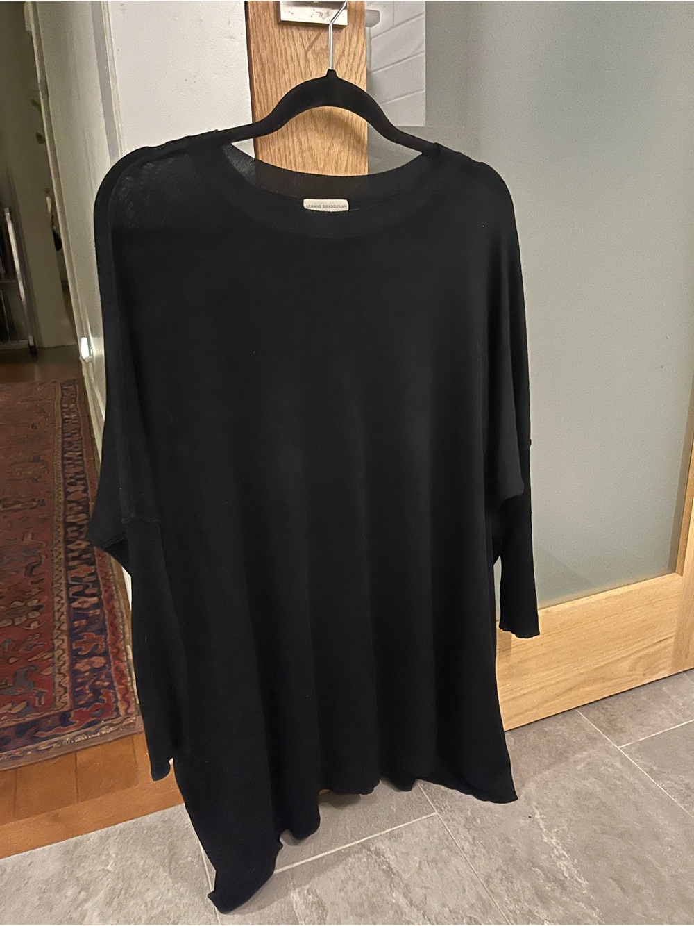 Armand Diradourian Black Crewneck Knit Top